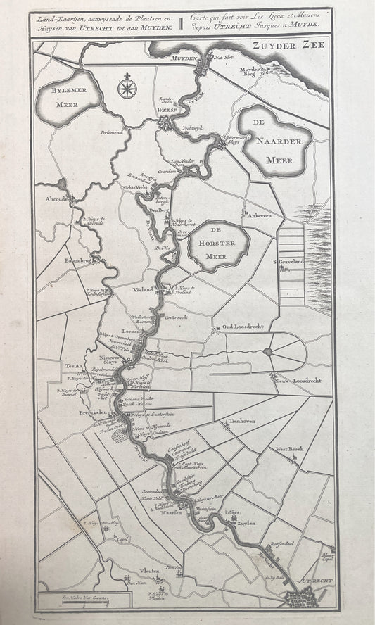 Kaart van de Vecht van Utrecht tot Muiden- circa 1720